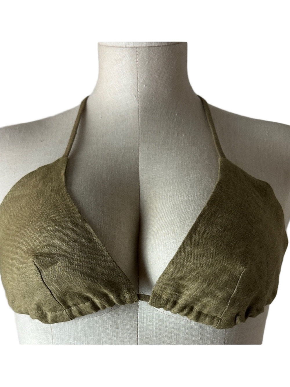 Archived OZMA Olive Green Linen Triangle Bralette